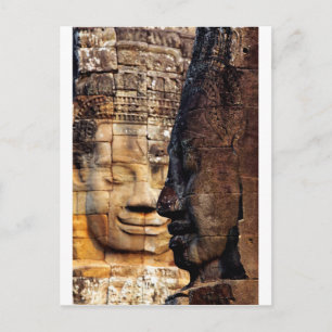 Carte Postale Bayon fait face au Royaume d'Angkor Cambodge