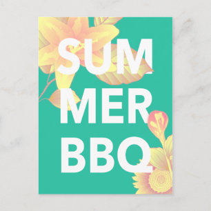 Carte Postale BBQ d'été floral clair