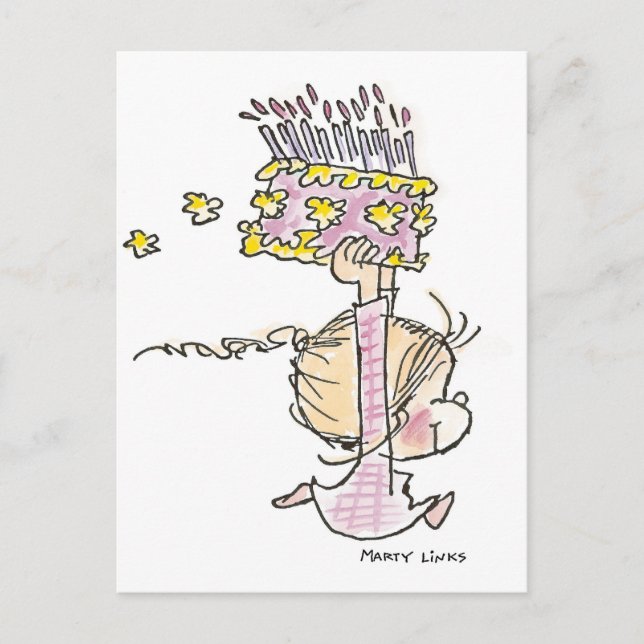 Carte Postale BD-001 Fille d'anniversaire en cours (Devant)