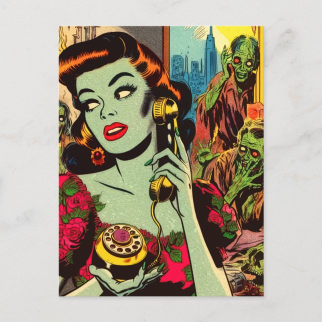 Carte Postale BD Zombie Horreur vintage (Devant)
