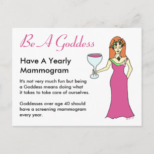 Carte Postale Be A Goddess, Have A Mammogram Wine Goddess BCA