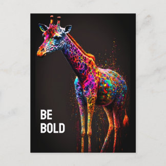 Carte Postale Be Bold Colorée Arc-en-ciel Giraffe Cute Zoo Anima