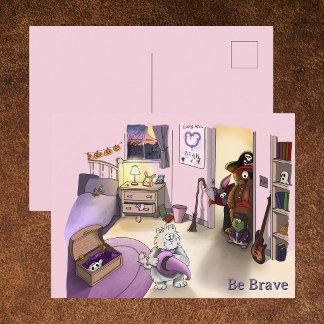 Carte Postale Be Brave Cute Halloween Cat and Supportive Friends