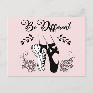 Carte Postale Be Different Ballet Chaussures Noir et Blanc