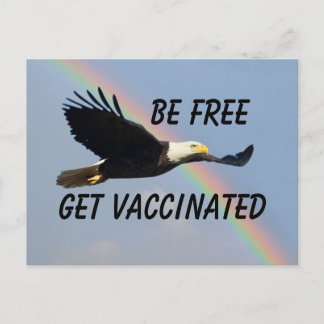 Carte Postale Be Free Get Vaccinated Flying American Bald Eagle