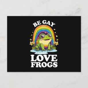 Carte Postale Be Gay Love Frogs Funny LGBTQ Pride Rainbow Retro
