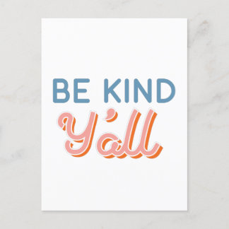 Carte Postale Be Kind Y’all Southern Postcard