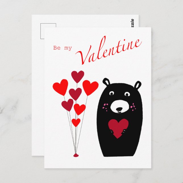 Carte postale "Be my Valentine" Bear (Devant / Derrière)