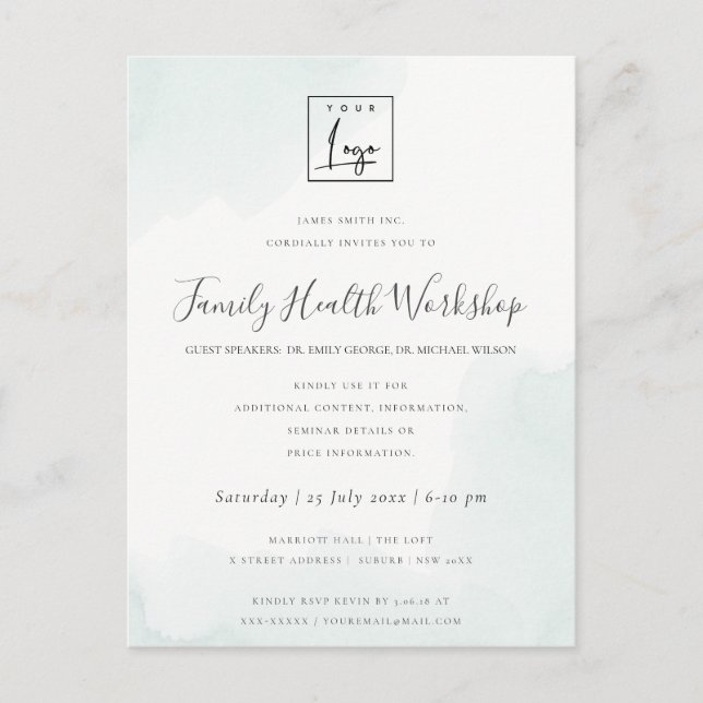 CARTE POSTALE BEACH BLUE WATERCOLOR BRUSH STROKE ATELIER (Devant)