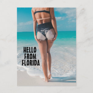 Carte Postale BEACH GIRL BIKINI sable sur le cul FLORIDA POSTCAR