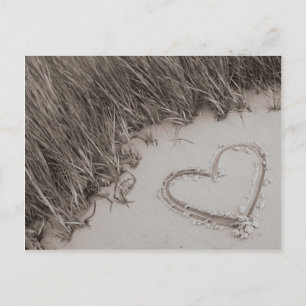 Carte Postale Beach Heart Sepia Postcard