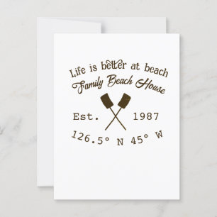 Carte Postale Beach house et. Date année coordonnées personnalis