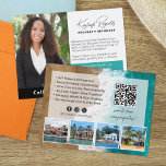 Carte Postale Beach House Location Manager QR Code Photo<br><div class="desc">Personnalisez facilement vos propres cartes de visite personnalisés pour la gestion de votre propriété, la location de vacances, le service de réservation d'appartements, et plus encore! Toutes les photos peuvent être remplacées par vos propres images téléchargées, y compris les photos de l'agent personnel ainsi que des exemples de photos de...</div>