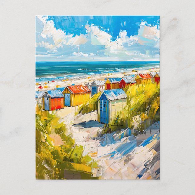 Carte Postale Beach Huts by the Sea in Holland Painting (Devant)