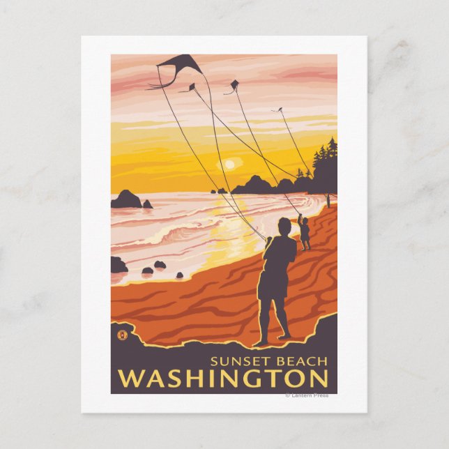 Carte Postale Beach & Kites - Sunset Beach, Washington (Devant)