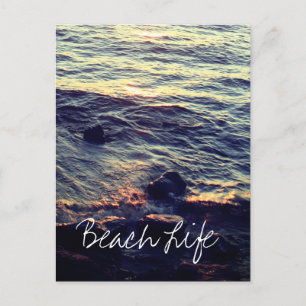 Carte Postale Beach Life Citations Vagues Ocean Sunset Water Pit