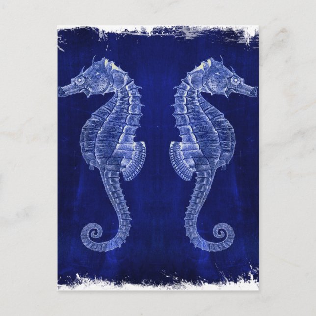 Carte Postale beach lover coastal ocean blue seahorses (Devant)