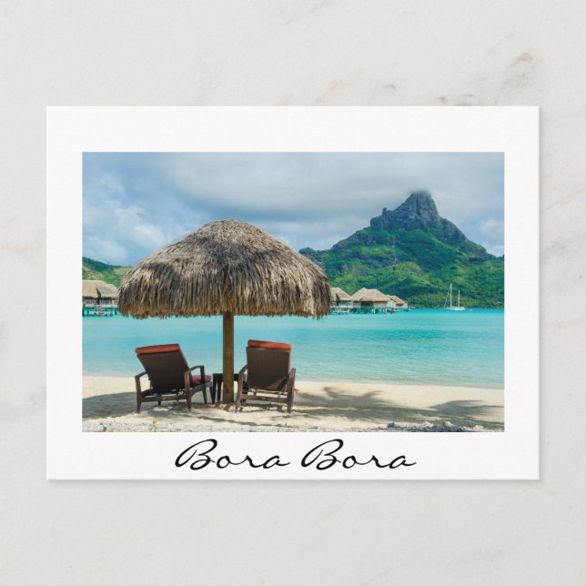 Carte Postale Beach on Bora Bora white postcard (Devant)