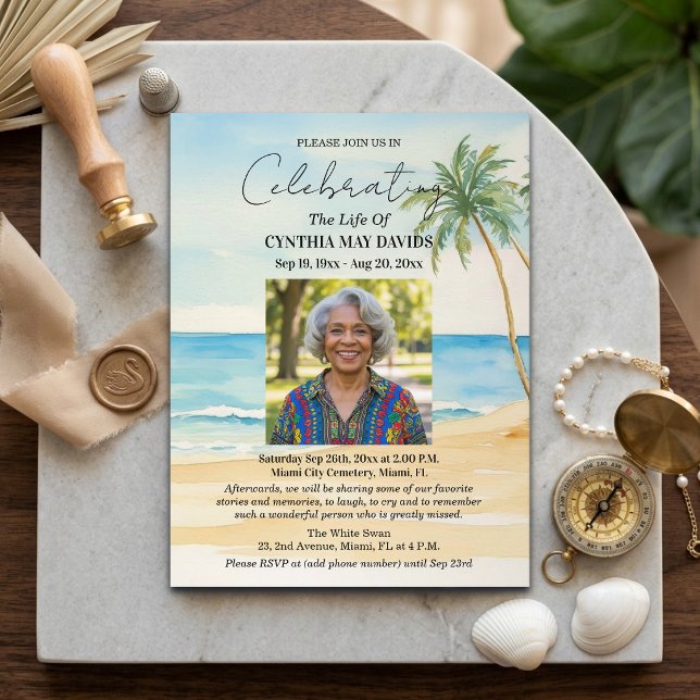 Carte Postale Beach Palm Trees Celebration Of Life Photo (Créateur téléchargé)