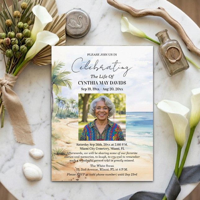 Carte Postale Beach Palm Trees Celebration Of Life Photo (Créateur téléchargé)