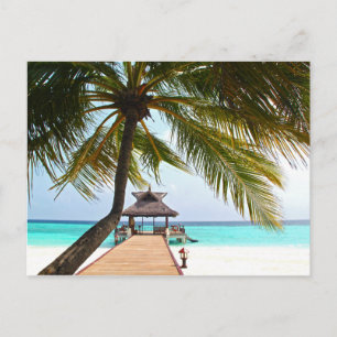 Carte Postale Beach Walk, Cabana, Palm Tree, Maldives