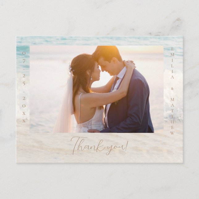 Carte Postale Beach Wedding Photo Thank you Postcard (Devant)