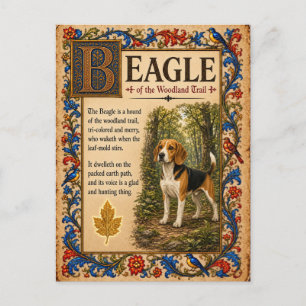 Carte Postale Beagle, Art du Bestiaire Médiéval