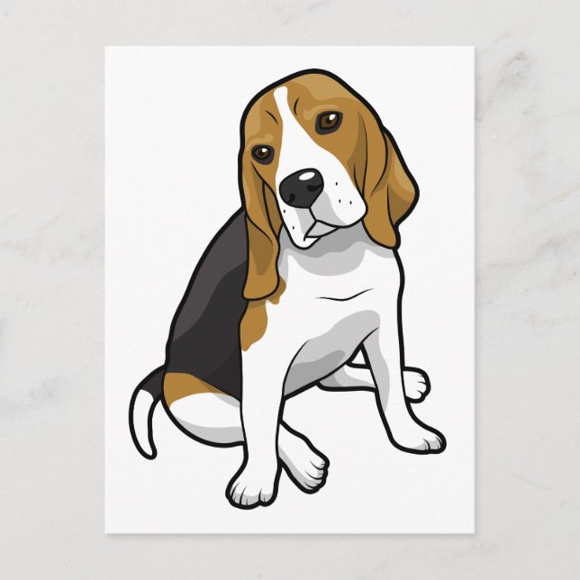 Carte Postale Beagle assis (Devant)