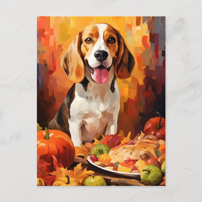 Carte Postale Beagle Automne Action de grâce  (Devant)