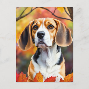 Carte Postale Beagle Avec Feuilles Automnes Art Automne