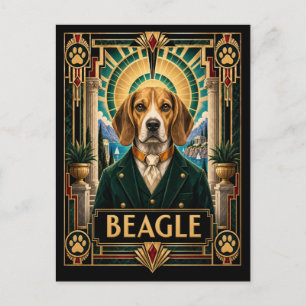 Carte Postale Beagle, Chien Art Déco