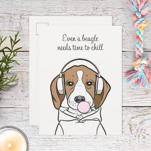 Carte Postale Beagle décontracté avec bubble gum Mignon Chien Dr