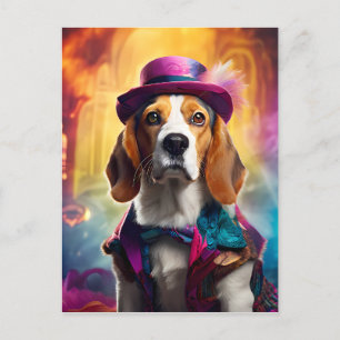 Carte Postale Beagle en costume vibrant