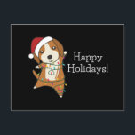 Carte Postale Beagle Merry Christmas Winter Animals<br><div class="desc">Le chien beagle à Noël avec des lumières de fées. Animaux amusants avec des cadeaux et de la neige pour les vacances. Aussi drôle pour Noël en juillet. Les chiens sont de mignons animaux et sont parfaits pour Noël.</div>