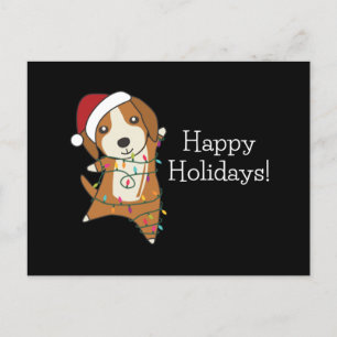 Carte Postale Beagle Merry Christmas Winter Animals