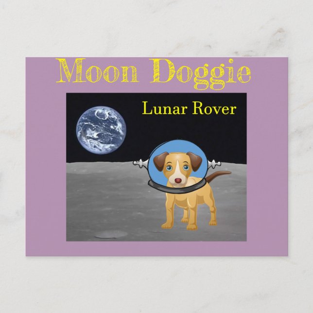 Carte Postale Beagle Moon Chien Lunar Rover par Funnycomb (Devant)