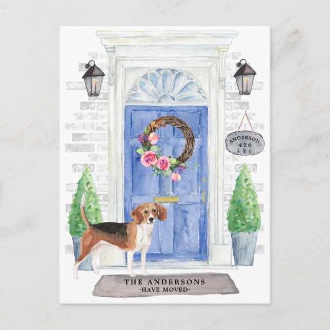 Carte postale beagle Moving Faire-part (Devant)