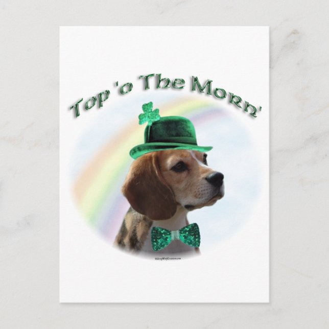 Carte Postale Beagle Top of the Morn'; jour de la St. Patrick Be (Devant)