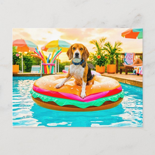 Carte Postale Beagles sur le char burger (Devant)