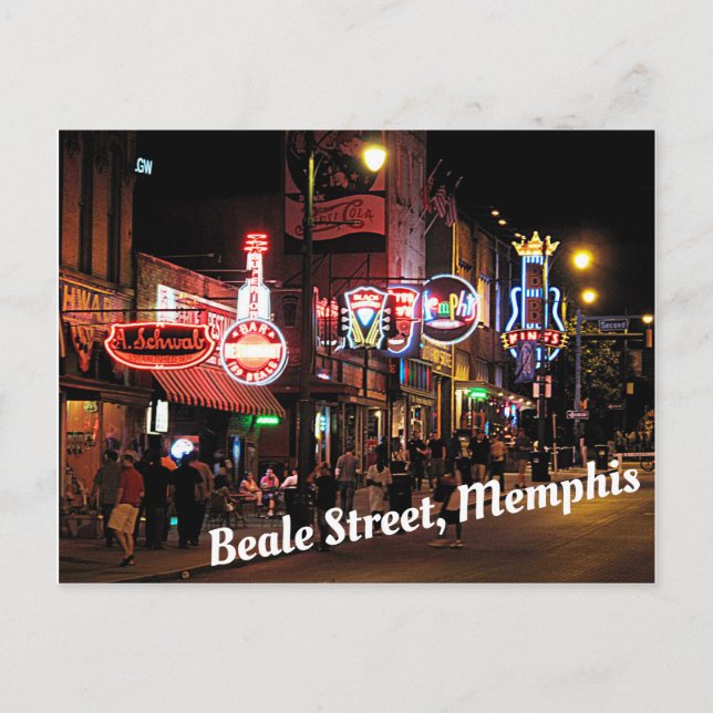Carte Postale Beale Street, Memphis, scène nocturne du Tennesee (Devant)