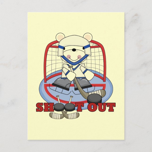 Carte Postale Bear Goalie Shoot Out Hockey Tshirts et cadeaux (Devant)