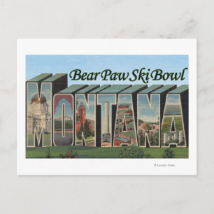 Carte Postale Bear Paw Ski Bowl, Montana - Grandes Lettres Scène