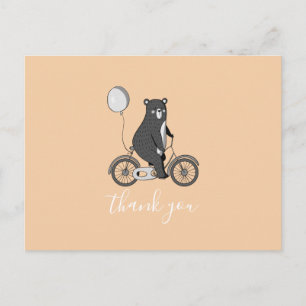 Carte Postale Bear Scandinave mignon sur vélo Minimaliste Merci