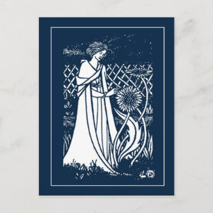 Carte postale Beardsley Lady & Sunflowers