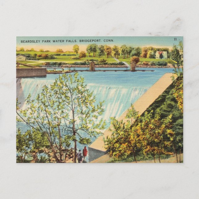 Carte Postale Beardsley Park Water Falls, Bridgeport Connecticut (Devant)