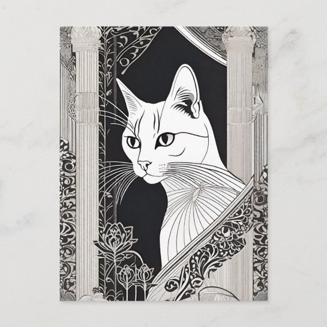 Carte postale Beardsley Style Chat (Devant)