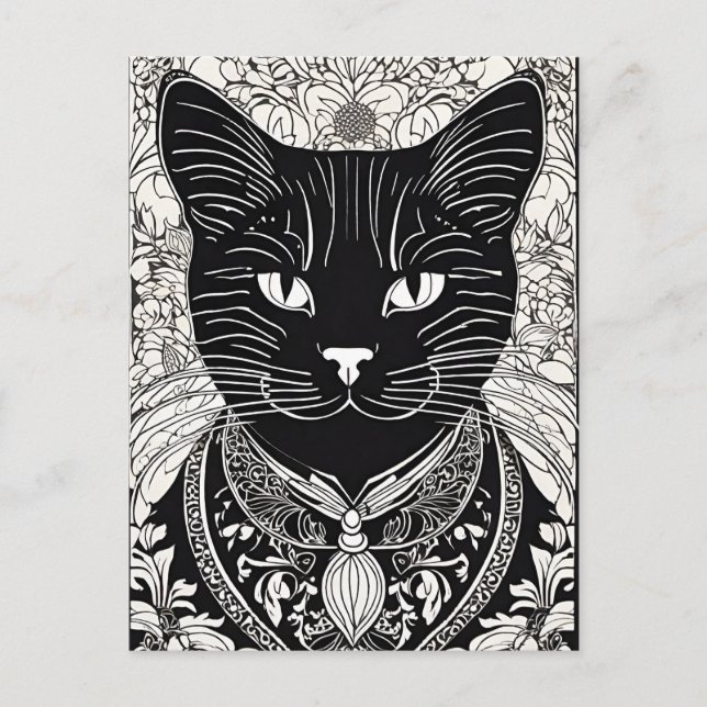 Carte postale Beardsley Style Chat (Devant)