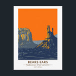 Carte Postale Bears Ears National Monument Utah Vintage<br><div class="desc">Ours Oreilles dessin vectoriel. Le monument protège les terres publiques entourant les Bears Ears,  une paire de buttes,  et la zone d'escalade rocheuse du corridor Indian Creek.</div>