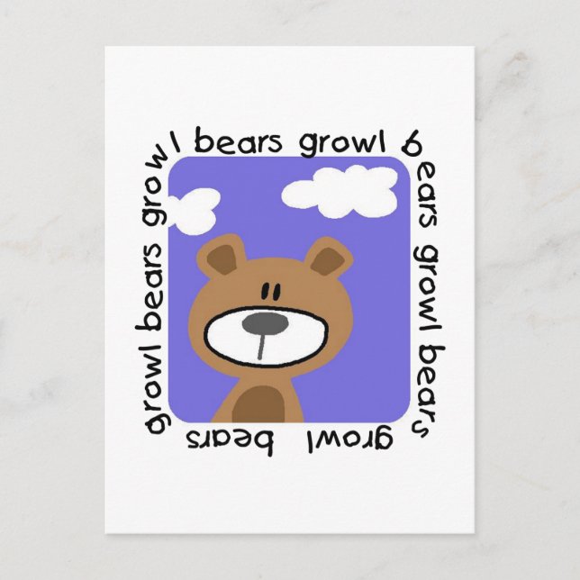 Carte Postale Bears Growl T-shirts et cadeaux (Devant)
