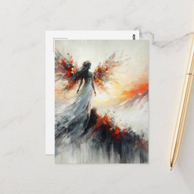 Carte Postale Beatiful Fairy sur l'imaginaire de montagne (Devant/Arrière en situation)